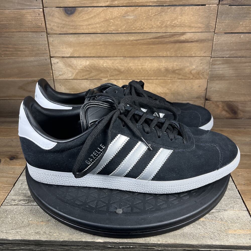 adidas Gazelle Black Suede Sneakers with White Accents